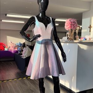 Elegant Pink and Blue Mini Dress